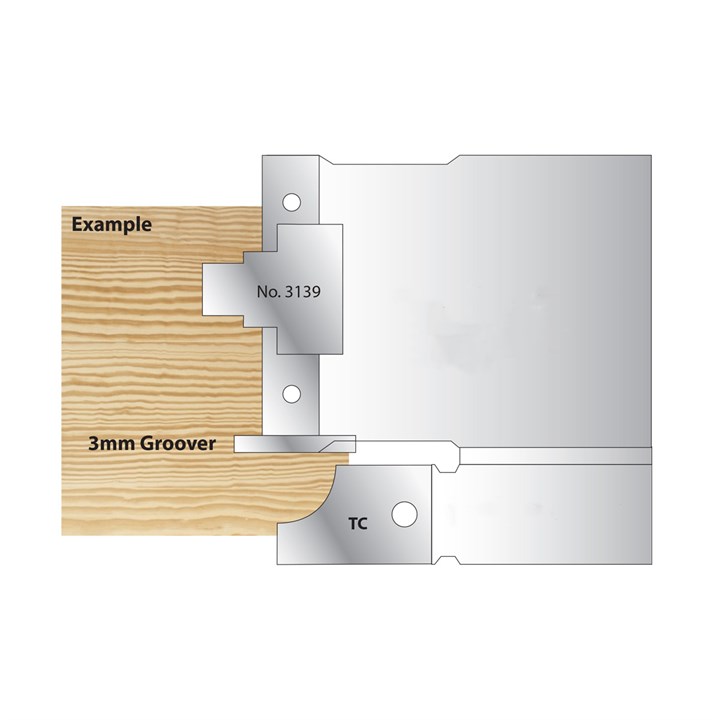 125 x 80 x 30mm Bore with 3mm Groovers. Z4 Shear Aluminium Rebate