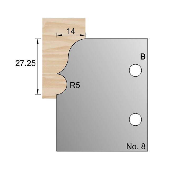 27.25 x 14mm (R5) Architrave Profile Cutter in HSS - 8