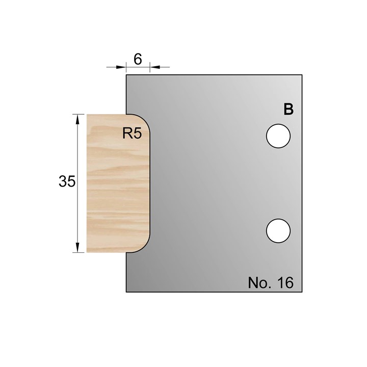 35 x 6mm (R5) Concave Profile Cutter in HSS - 16