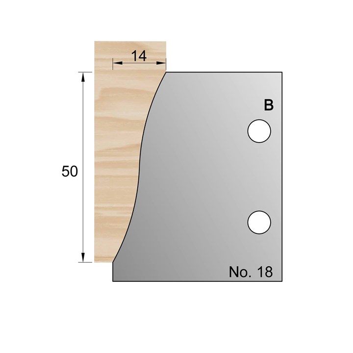 50 x 14mm Skirting Profile Cutter in HSS - 18