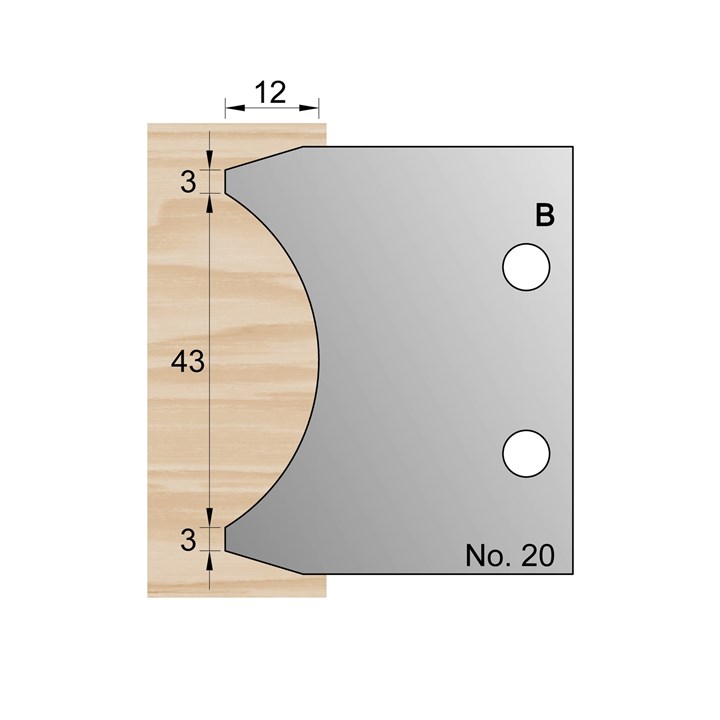 43 x 12mm Ovolo Profile Cutter in HSS - 20
