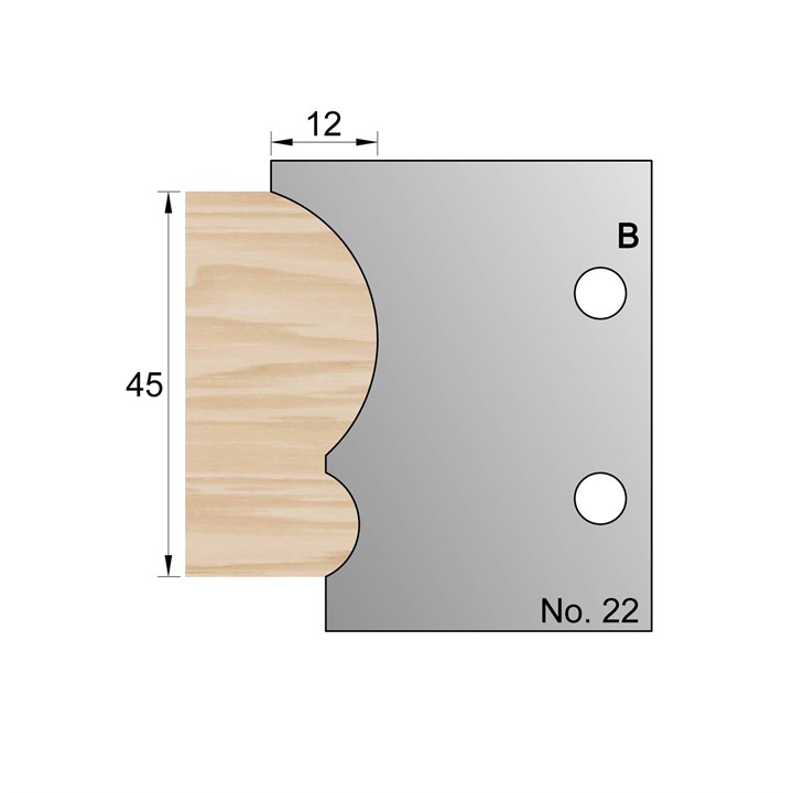 45 x 12mm Handrail Profile Cutter in HSS - 22