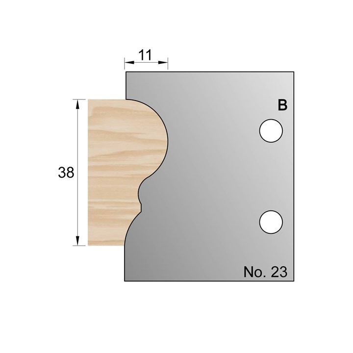 38 x 11mm Handrail Profile Cutter in HSS - 23