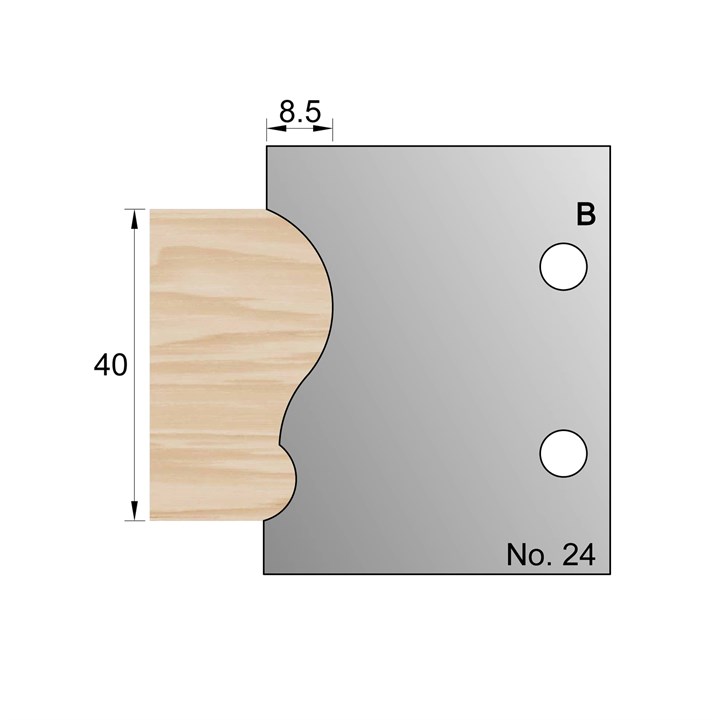 40 x 8.5mm Handrail Profile Cutter in HSS - 24
