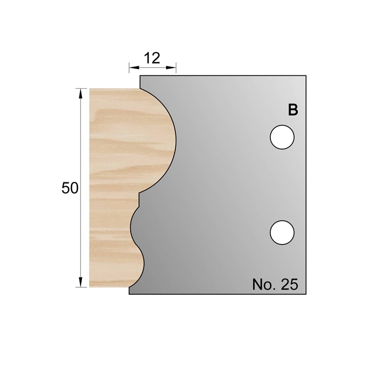 50 x 12mm Handrail Profile Cutter in HSS - 25