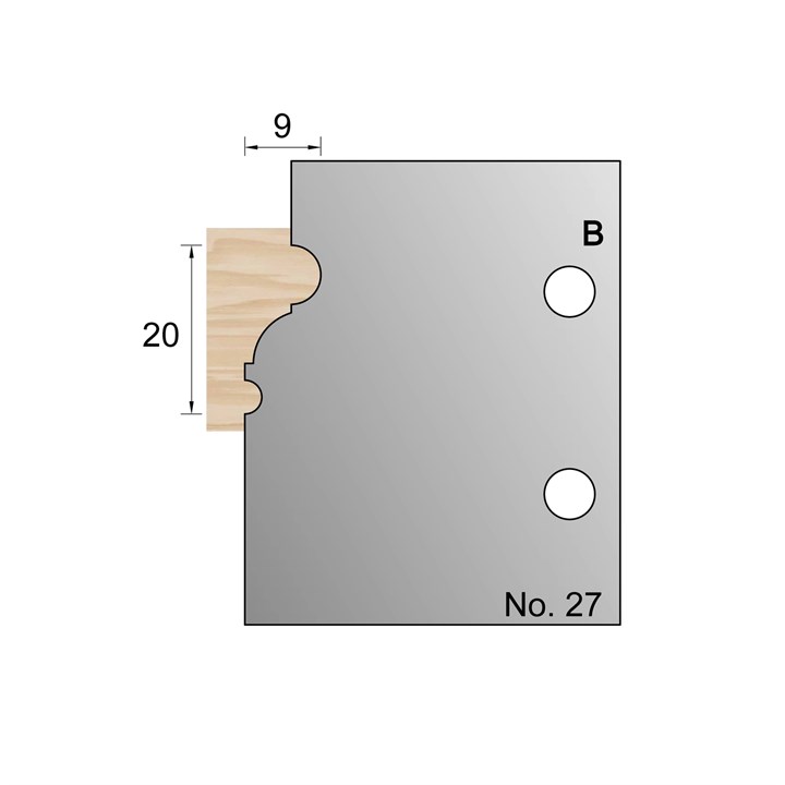 20 x 9mm Bolection Profile Cutter in HSS - 27