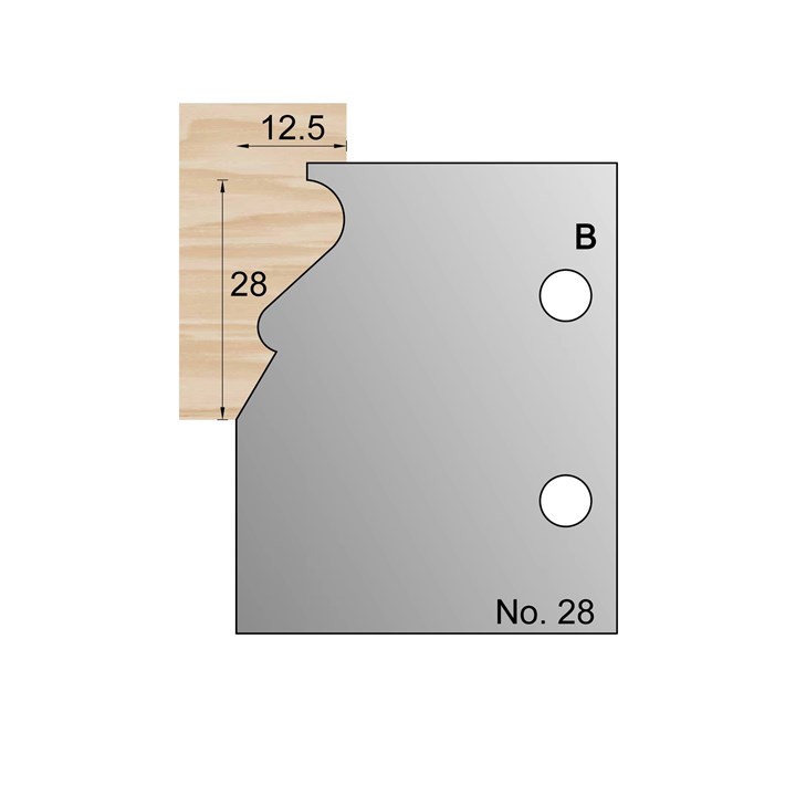 28 x 12.5mm Skirting Profile Cutter in HSS - 28