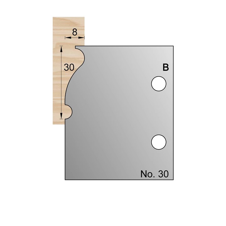 30 x 8mm Skirting Profile Cutter in HSS - 30