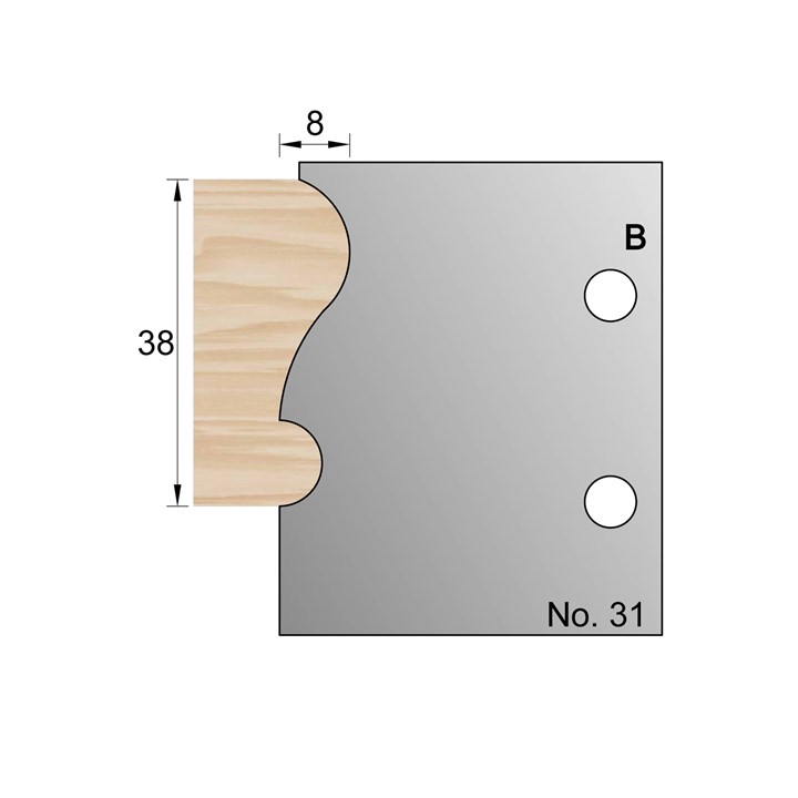 38 x 8mm Handrail Profile Cutter in HSS - 31