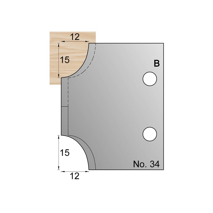 15 x 12mm Ovolo Profile Cutter in HSS - 34