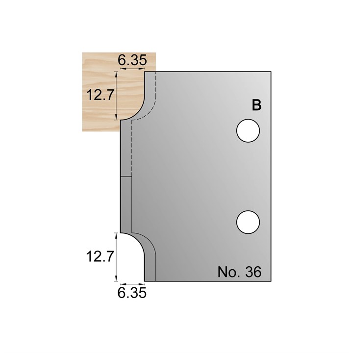 12.7 x 6.35mm Ovolo Profile Cutter in HSS - 36