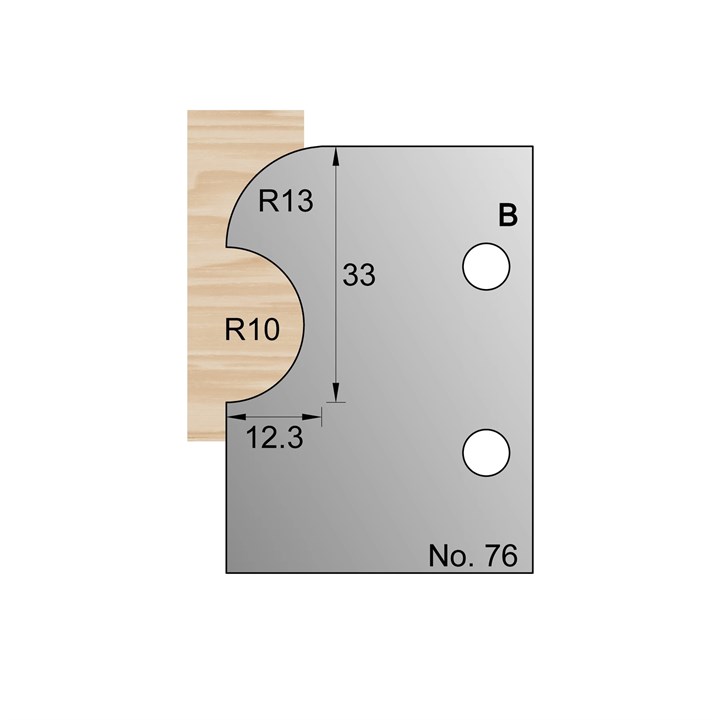 33 x 13mm (R13 & R10) Skirting Profile Cutter in HSS - 76