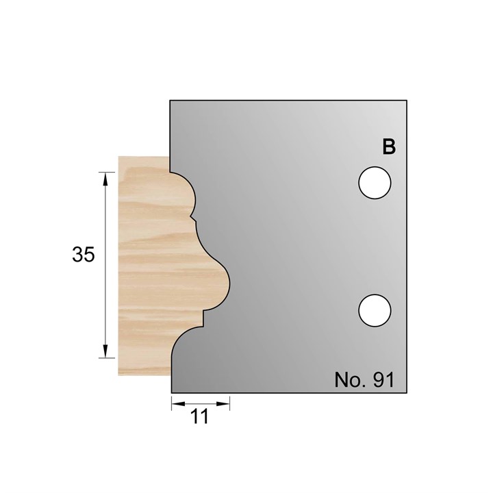 35 x 11mm Astragal Profile Cutter in HSS - 91