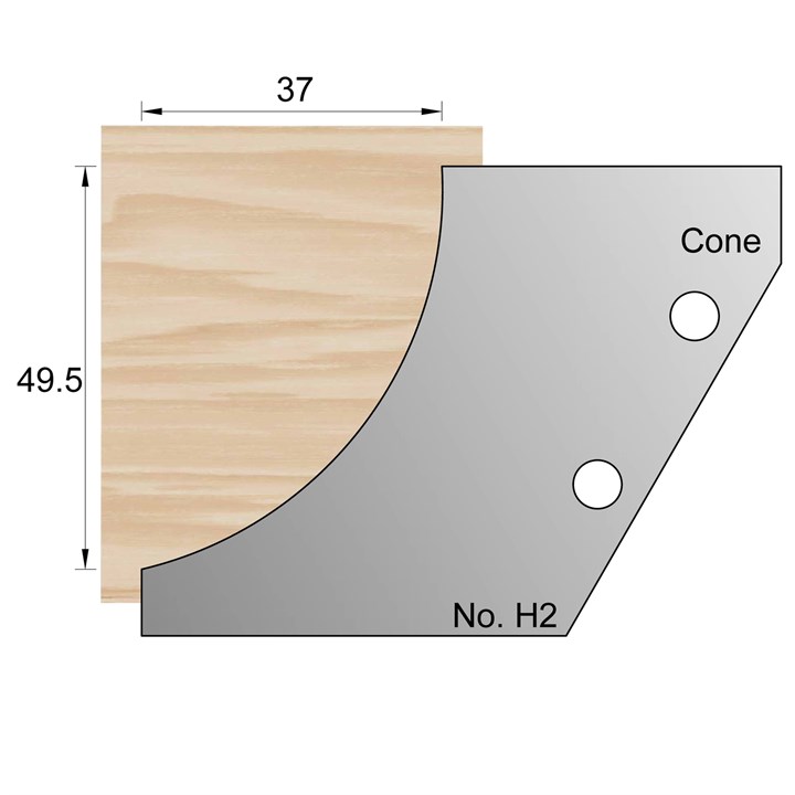 49.5 x 37mm Cone Profile Cutter in HSS - H2