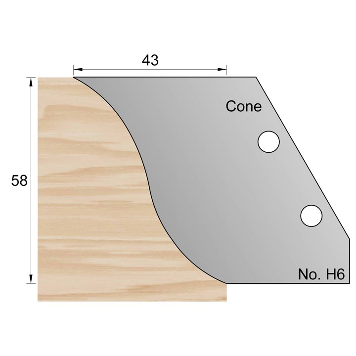 58 x 43mm Cone Profile Cutter in HSS - H6