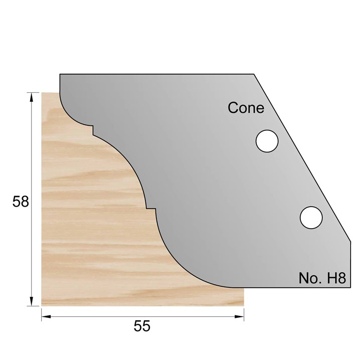 58 x 55mm Cone Profile Cutter in HSS - H8