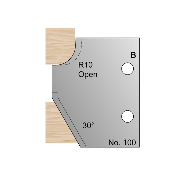 30 Degrees (R10 Open) Bevel Profile Cutter in HSS - 100