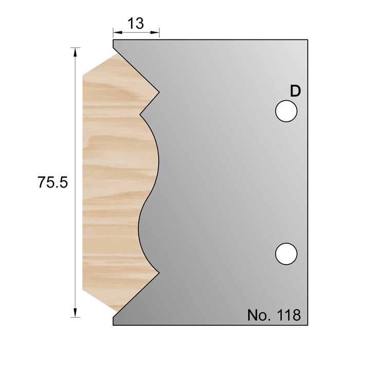 75.5 x 13mm Cornice Profile Cutter in HSS - 118