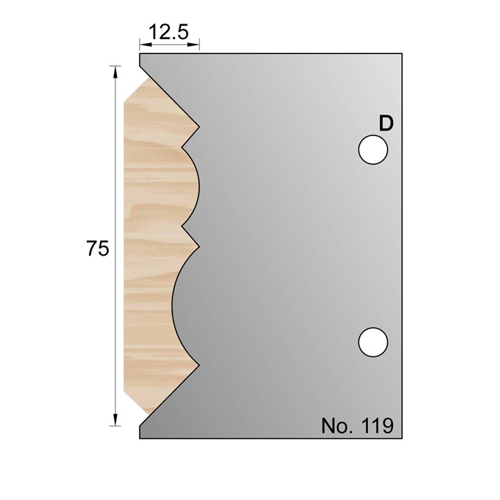75 x 12.5mm Cornice Profile Cutter in HSS - 119