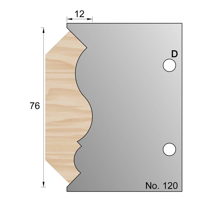 76 x 12mm Cornice Profile Cutter in HSS - 120
