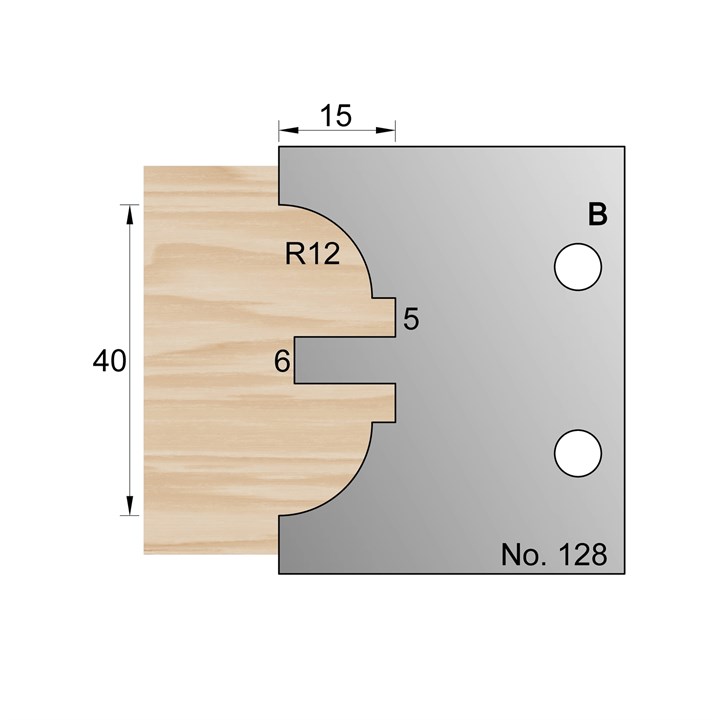 15mm (R12) Mould Profile Cutter in HSS - 128