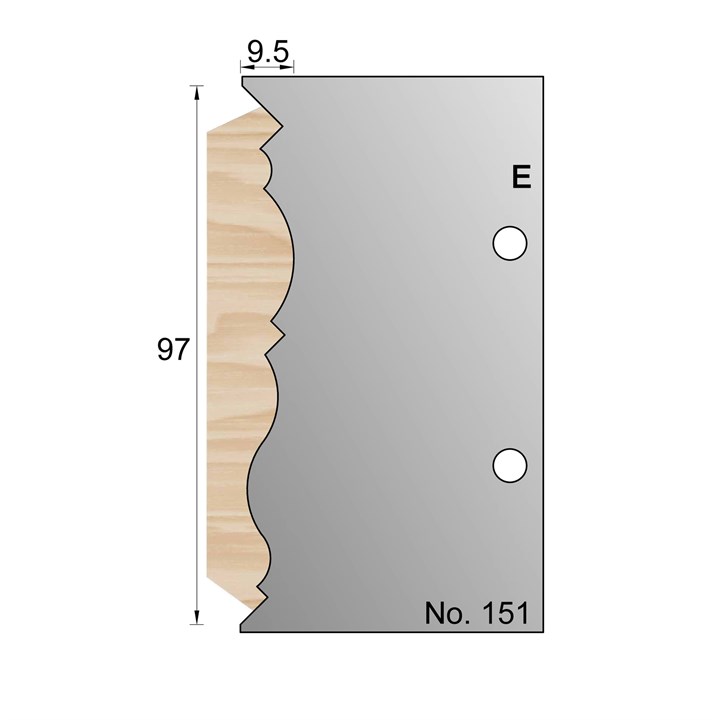 97 x 9.5mm Cornice Profile Cutter in HSS - 151