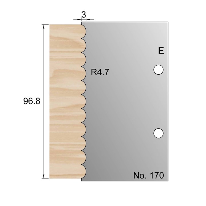 100 x 3mm (R4.7) Reeding Profile Cutter in HSS - 170