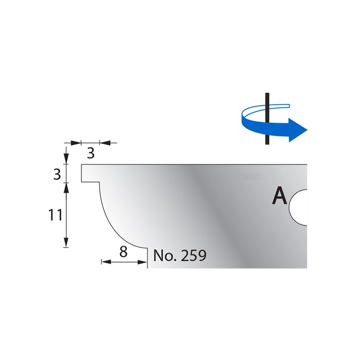 11 x 8mm w/ 3mm Quirk Scribe Cutter in HSS - 259