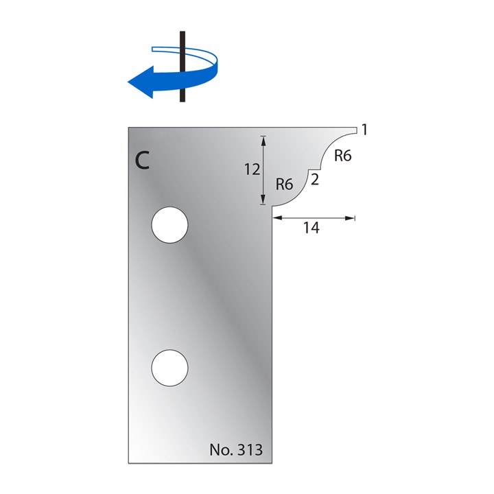 12 x 14mm (R6) w/ 1mm Quirk Scribe Cutter in HSS - 313