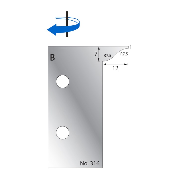12 x 7mm (R7.5) w/ 1mm Quirk Scribe Cutter in HSS - 316