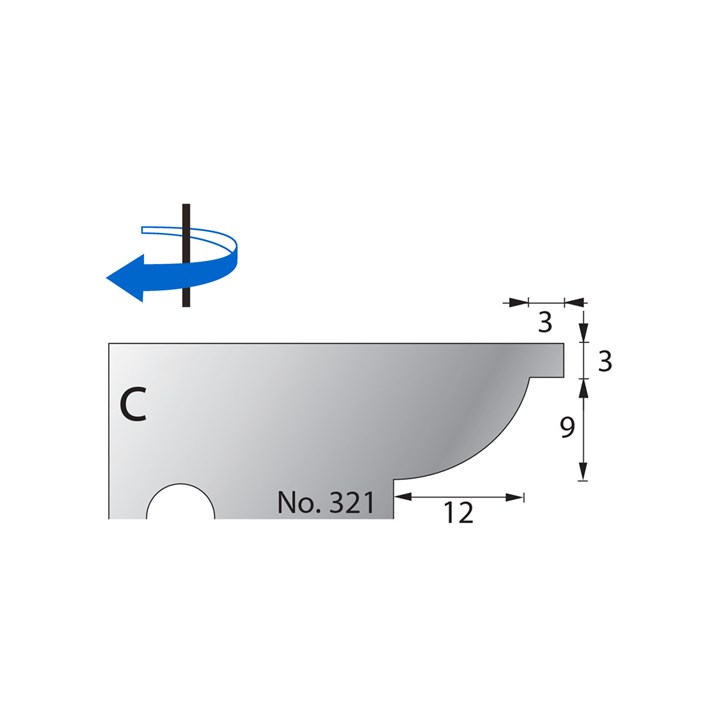9 x 12mm w/ 3mm Quirk Scribe Cutter in HSS - 321