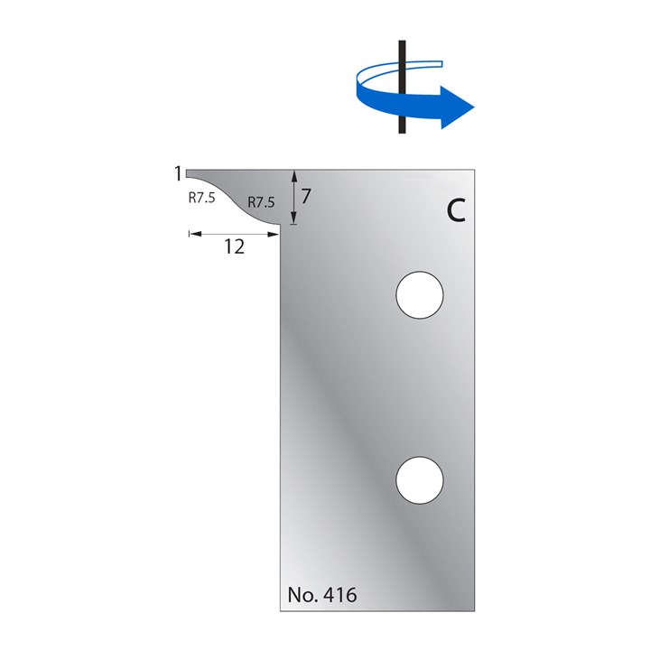7 x 12mm (R7.5) w/ 1mm Quirk Scribe Cutter in HSS - 416
