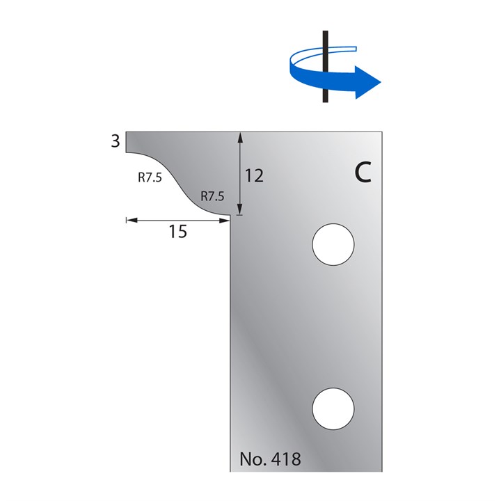 12 x 15mm (R7.5) w/ 3mm Quirk Scribe Cutter in HSS - 418