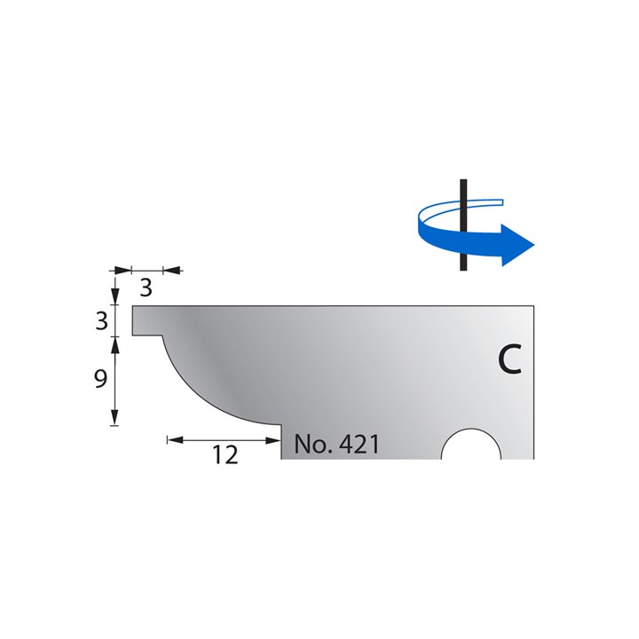 9 x 12mm w/ 3mm Quirk Scribe Cutter in HSS - 421