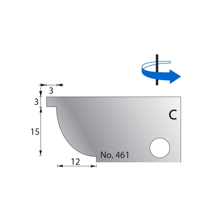 15 x 12mm w/ 3mm Quirk Scribe Cutter in HSS - 461