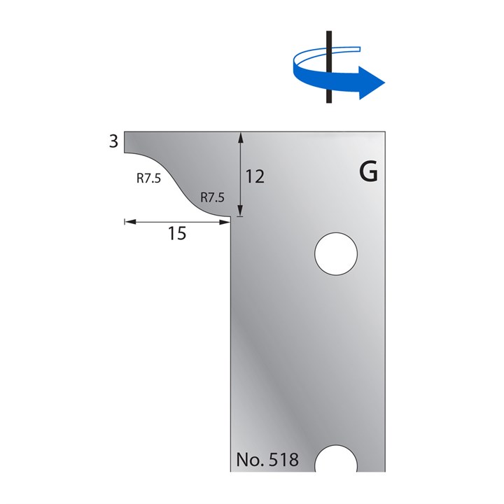 12 x 15mm (R7.5) w/ 3mm Quirk Scribe Cutter in HSS - 518