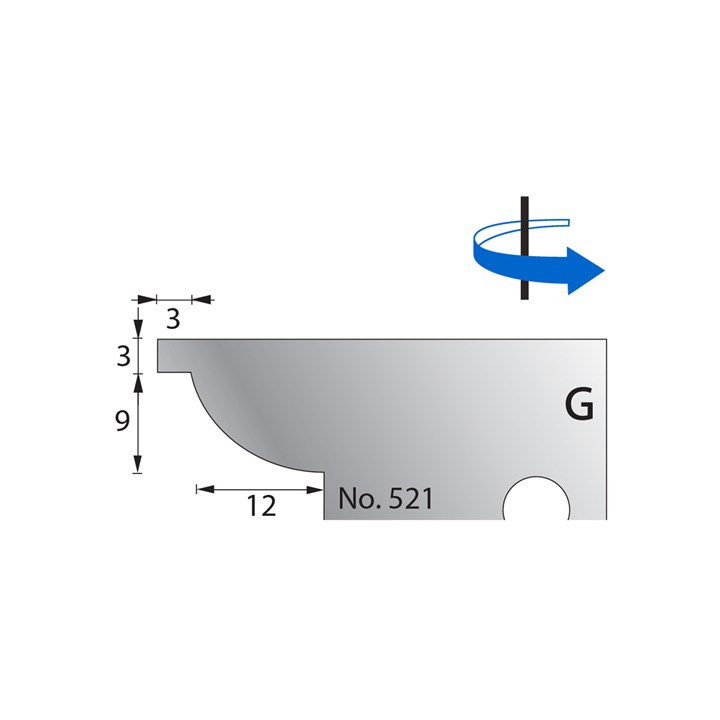 9 x 12mm w/ 3mm Quirk Scribe Cutter in HSS - 521