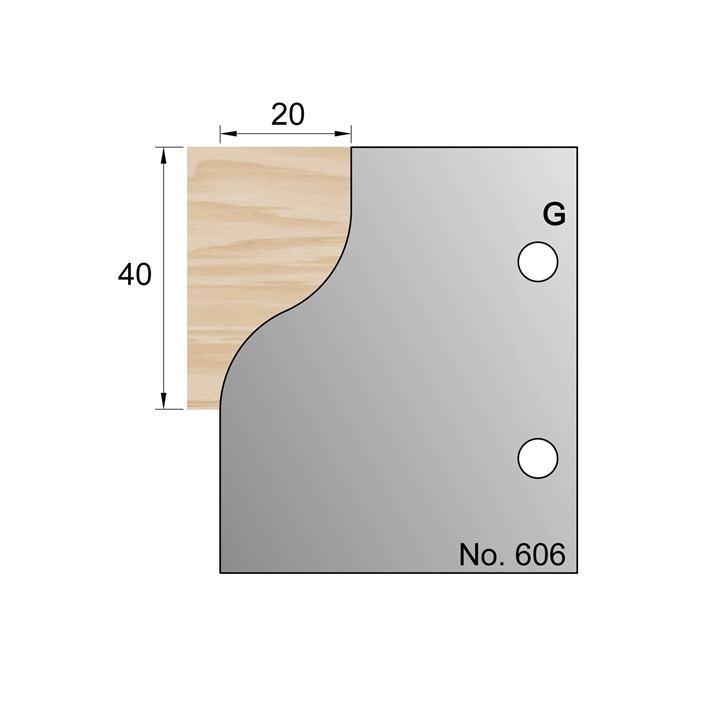 40 x 20mm Handrail Profile Cutter in HSS - 606