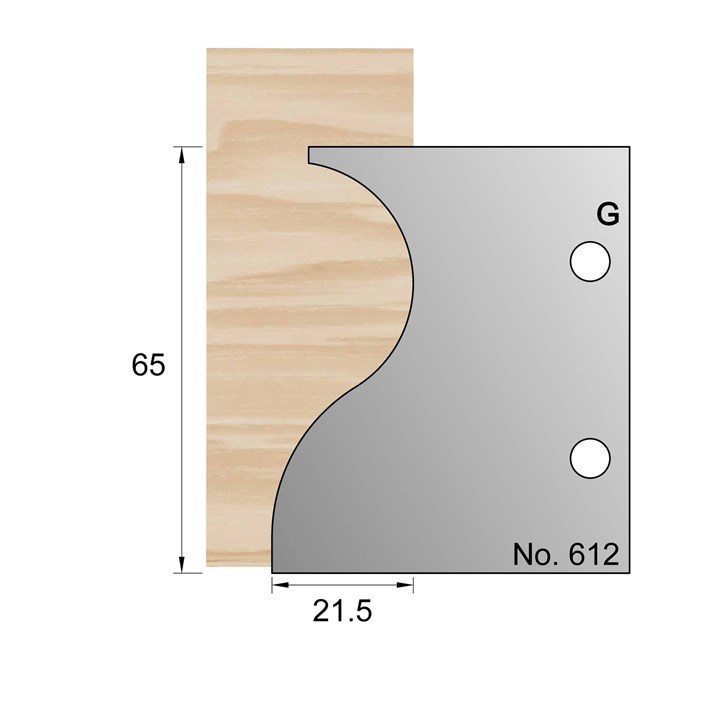 65 x 21.5mm Horn Profile Cutter in HSS - 612