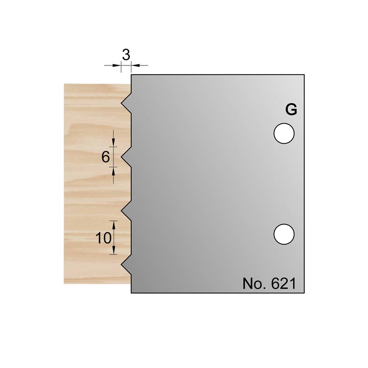 6 x 3mm Glue Joint Profile Cutter in HSS - 621