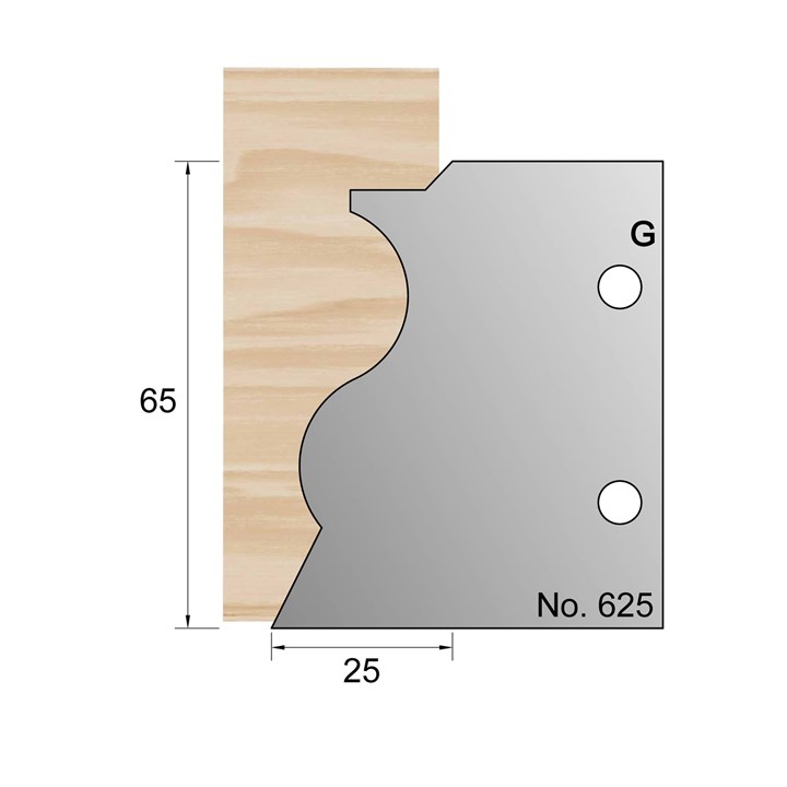 65 x 25mm Skirting Profile Cutter in HSS - 625