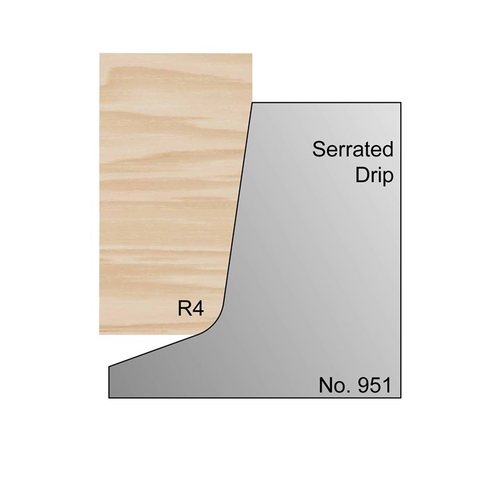 R4 Cill Head Serrated Profile Cutter in HSS - 951