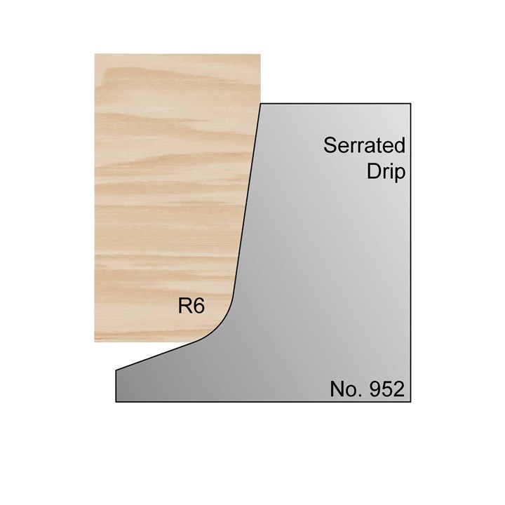 R6 Cill Head Serrated Profile Cutter in HSS - 952