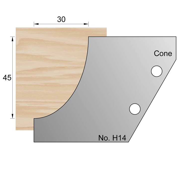45 x 30mm Cone Profile Cutter in HSS - H14