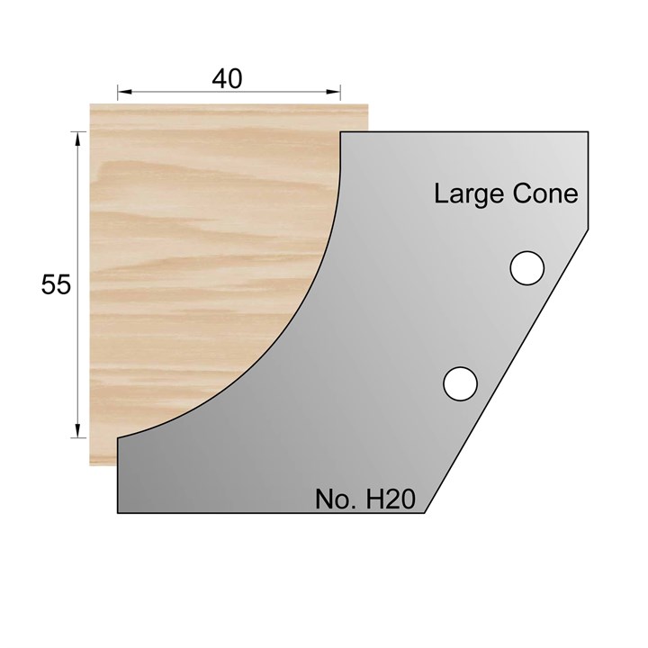 55 x 40mm Cornice Cone Profile Cutter in HSS - H20