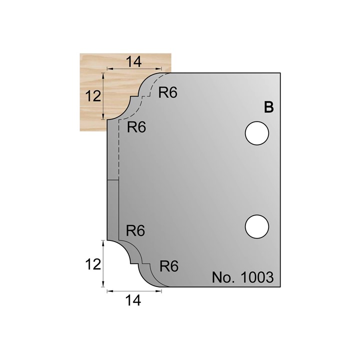 12 x 14mm (R6) Lambs Tongue Profile Cutter in HSS - 1003