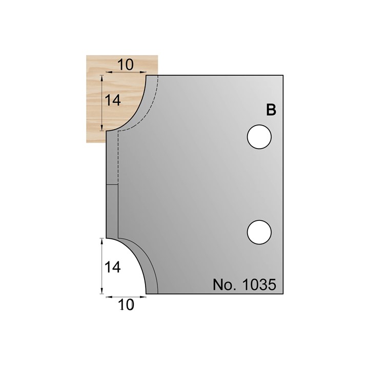 14 x 10mm Ovolo Profile Cutter in HSS - 1035