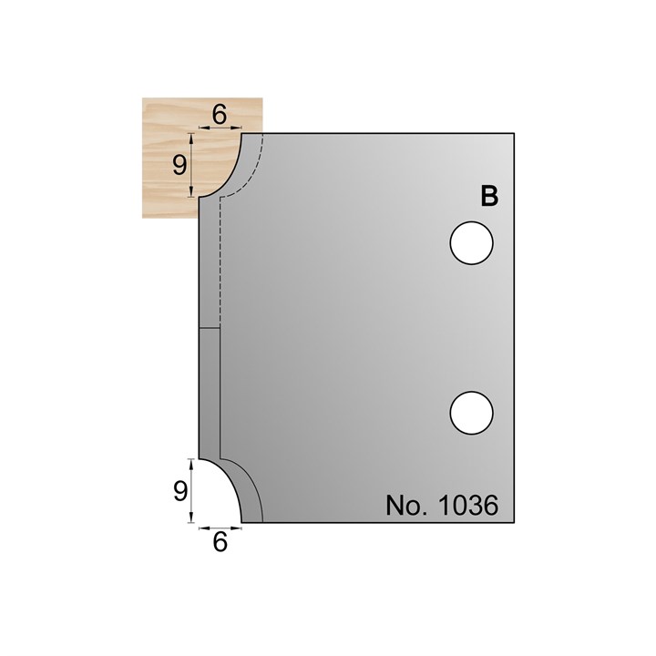 9 x 6mm Ovolo Profile Cutter in HSS - 1036