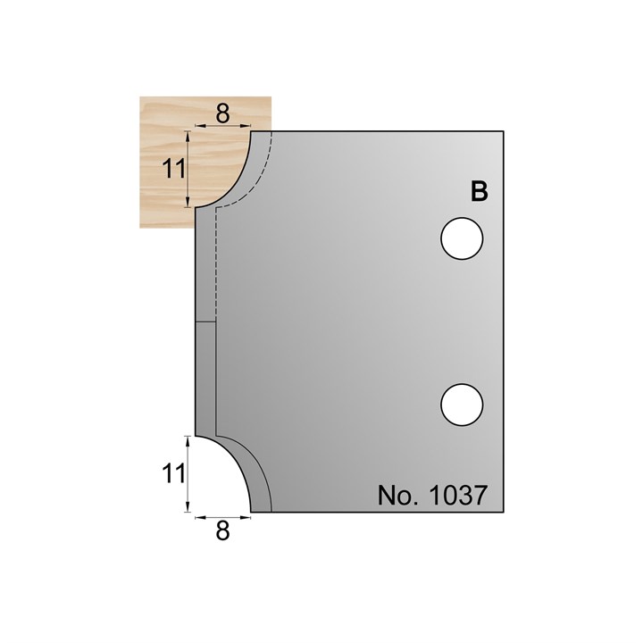 11 x 8mm Ovolo Profile Cutter in HSS - 1037