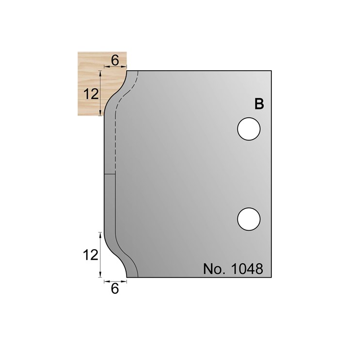 12 x 6mm Lambs Tongue Profile Cutter in HSS - 1048